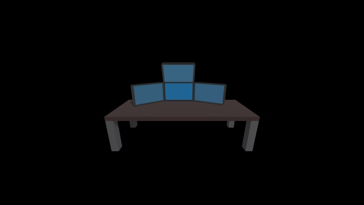 4 Moniters 3D Model