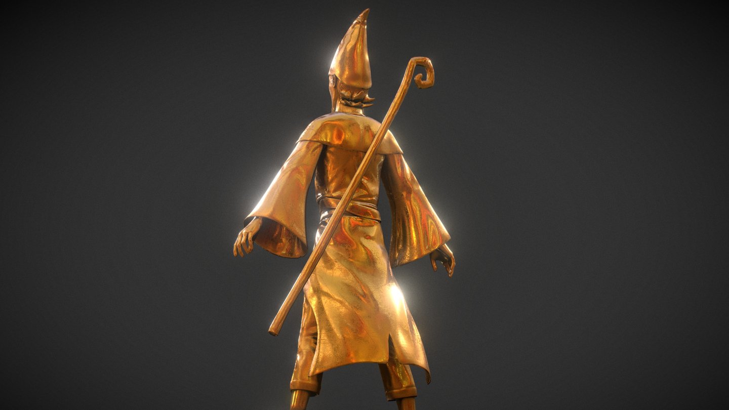 Golden Wizard - 3d Model By Quartomundo [32b9105] - Sketchfab