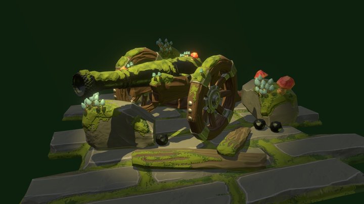 {Student Project} Ruined Artillery Canon 3D Model