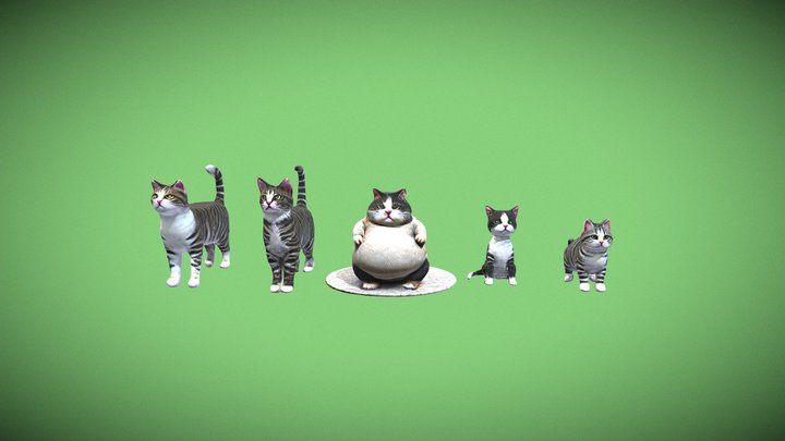 Cats collection 3D Model
