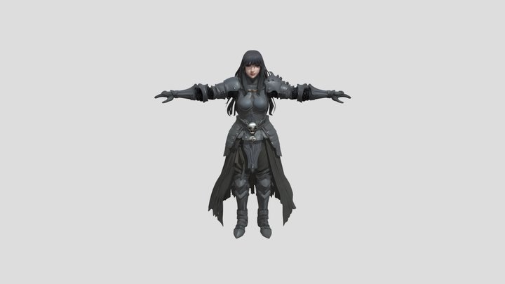 person in medieval armor with skull motif 3D Model