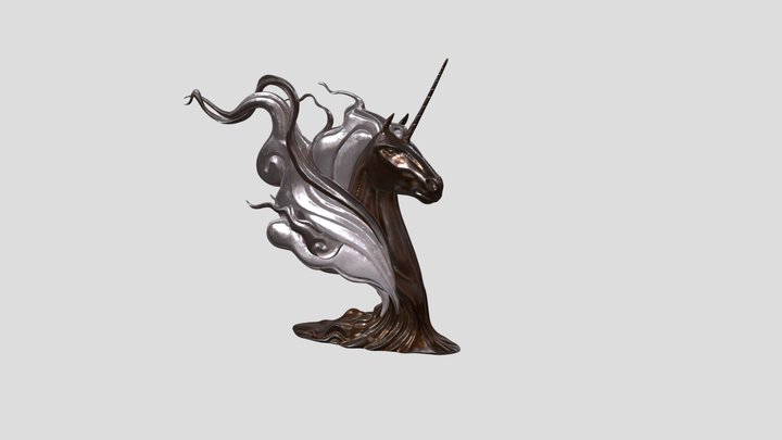 Metal Unicorn Sculpture 3D Model