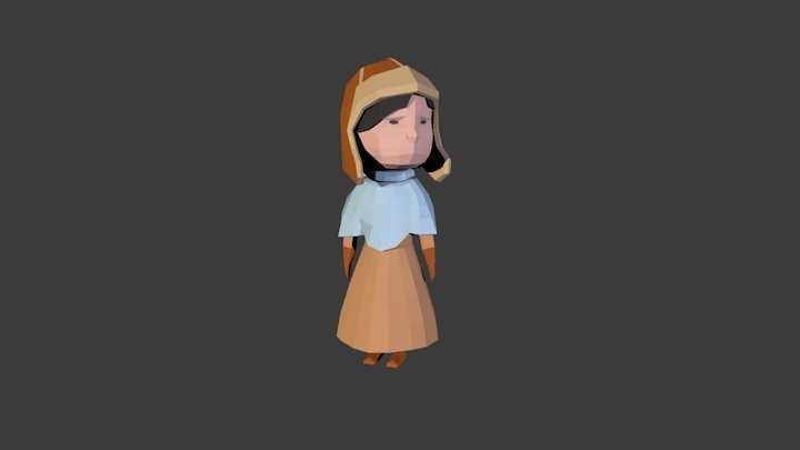 Low Poly Girl Game Character 3D Model