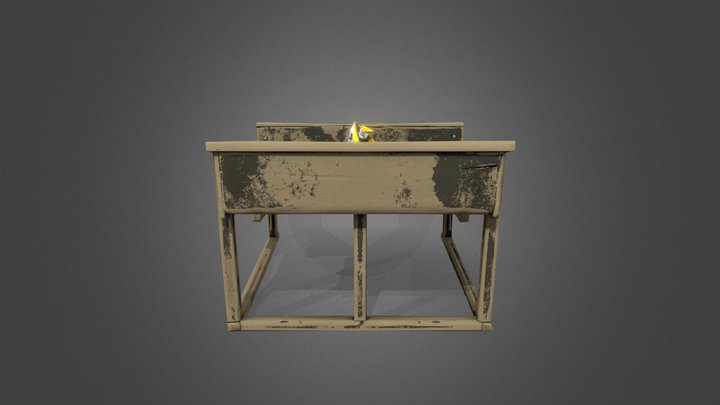 Wooden Desk 3D Model