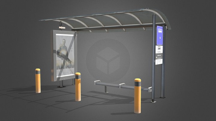Standard Bus Stop 3D Model