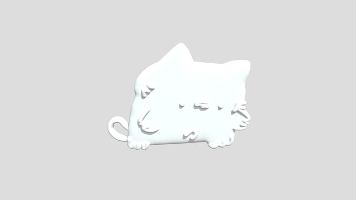 Blue Cat Doodle 3D Model