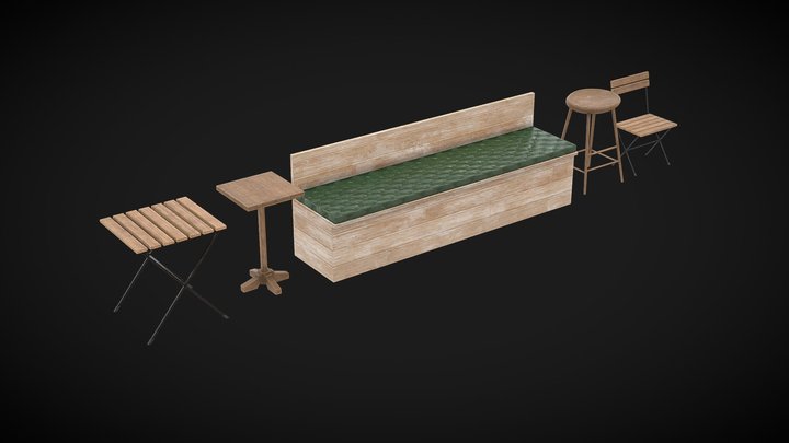 Furniture outdoor and coffee table 3D Model