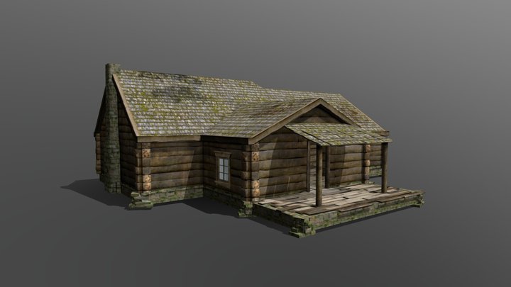 Mossy Log Cabin 3D Model