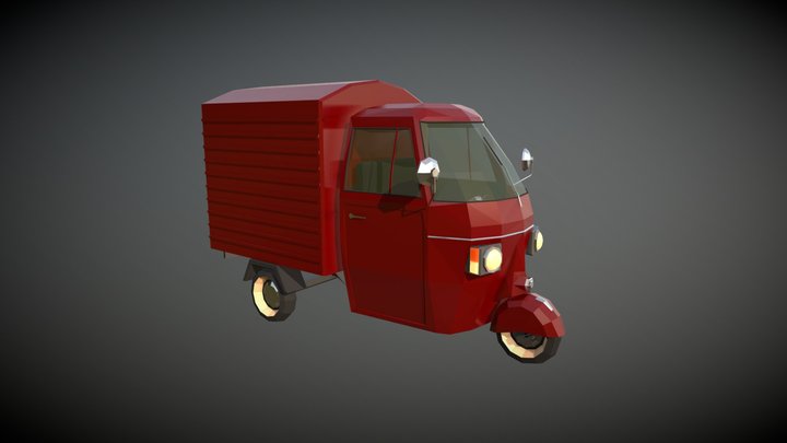 Low Poly Three Wheeled Van 3D Model