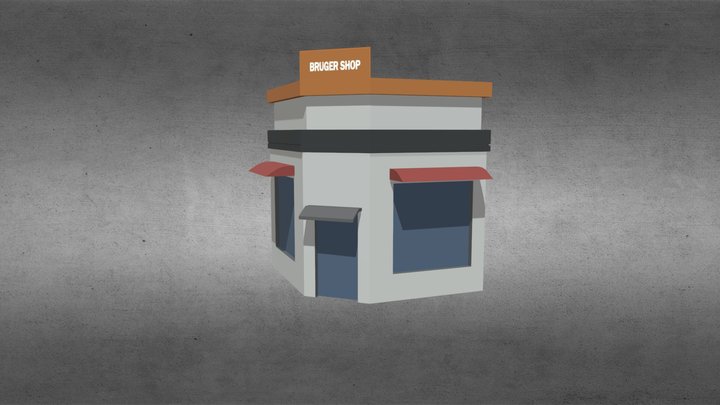 3D Cartonish burger shop 3D Model