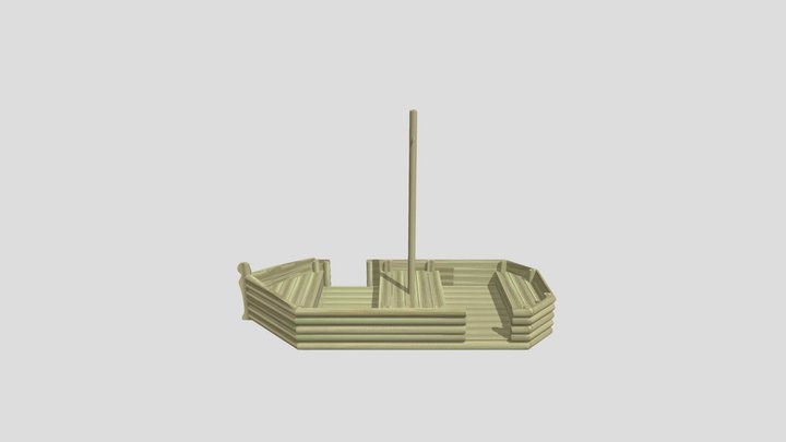 Large Timber Boat 3D Model