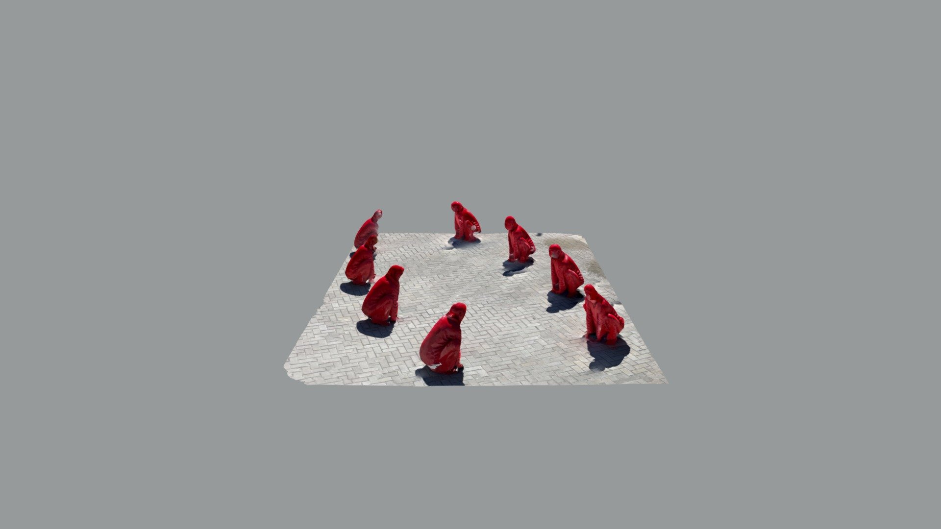 Eight men crouching