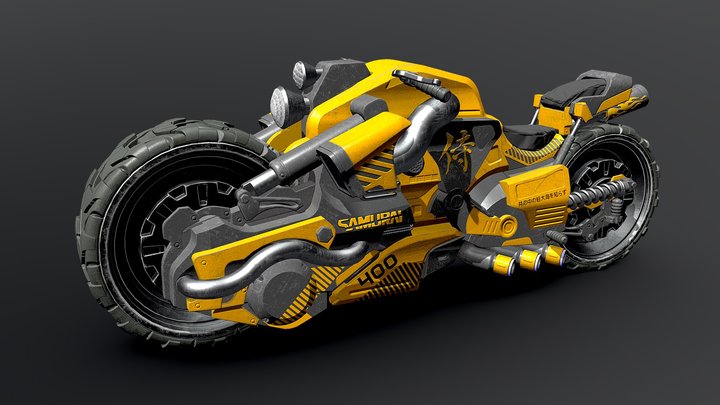Sci-Fi RetroBike 3D Model