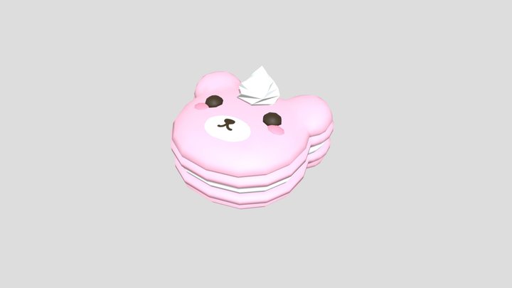 Kawaii Bear Macaron 3D Model