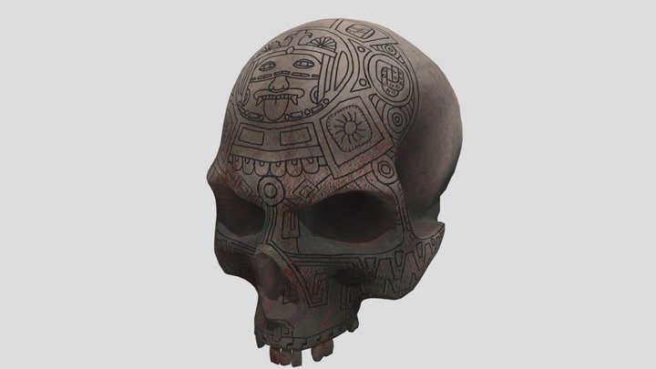 Aztec Skull Rock 3D Model