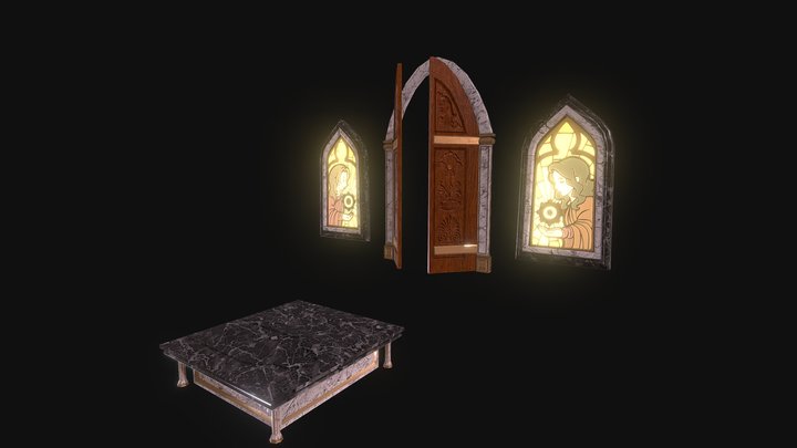 Clockwork Cathedral - Podium, Door & Window 3D Model