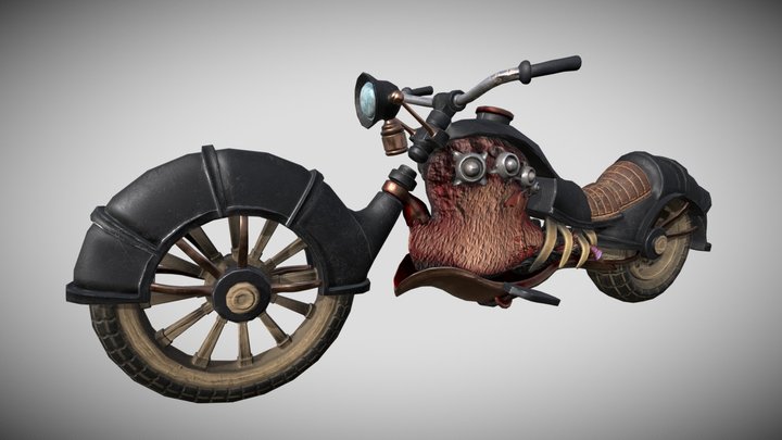 Steampunk Motorcycle 3D Model