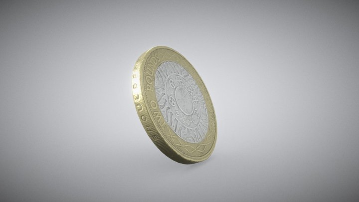 £2 Coin 3D Model