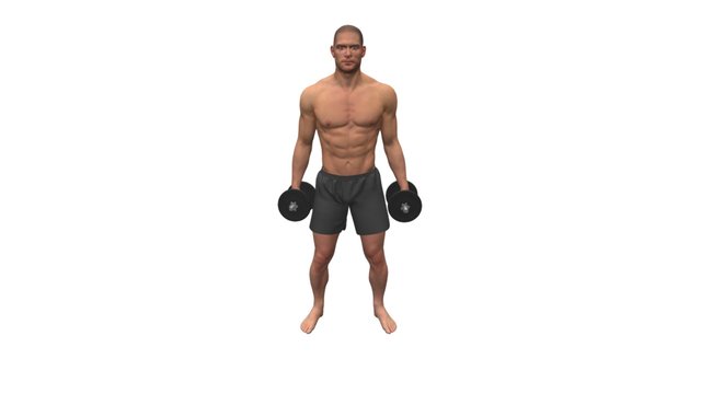 Dumbbell Single Arm Front Raises 3D Model