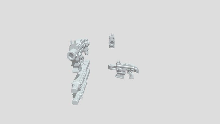futuristic sci-fi gun with skull 3D Model