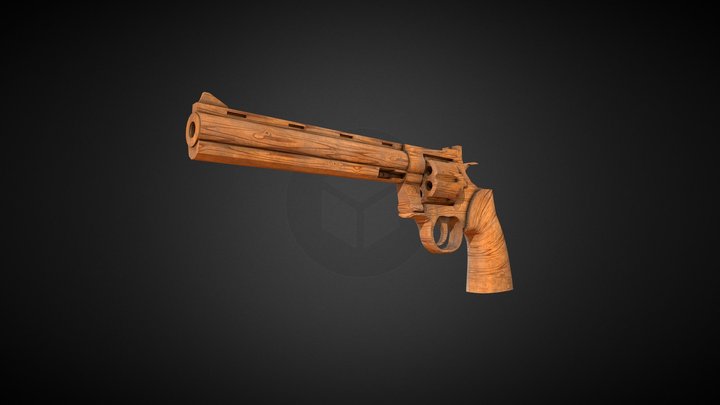 Wooden Revolver 3D Model