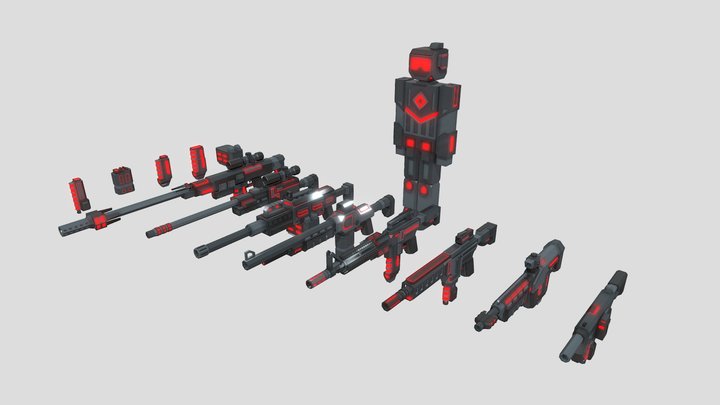 Sci-fi Gun pack (work in progress) comment pls 3D Model