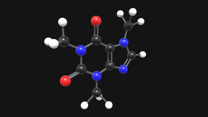 Caffeine molecule 3D Model