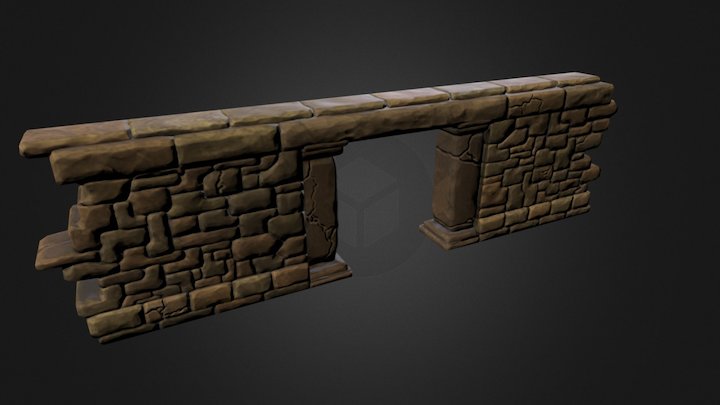 Ancient Tiling Wall Segment 3D Model