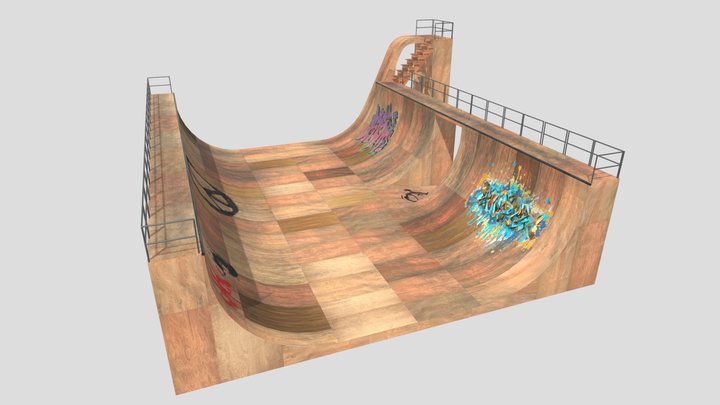 Halfpipe UVed & Textured 3D Model