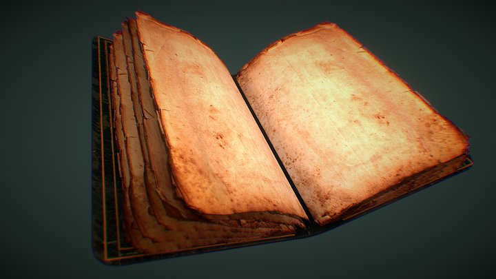 Open Old Book 3D Model