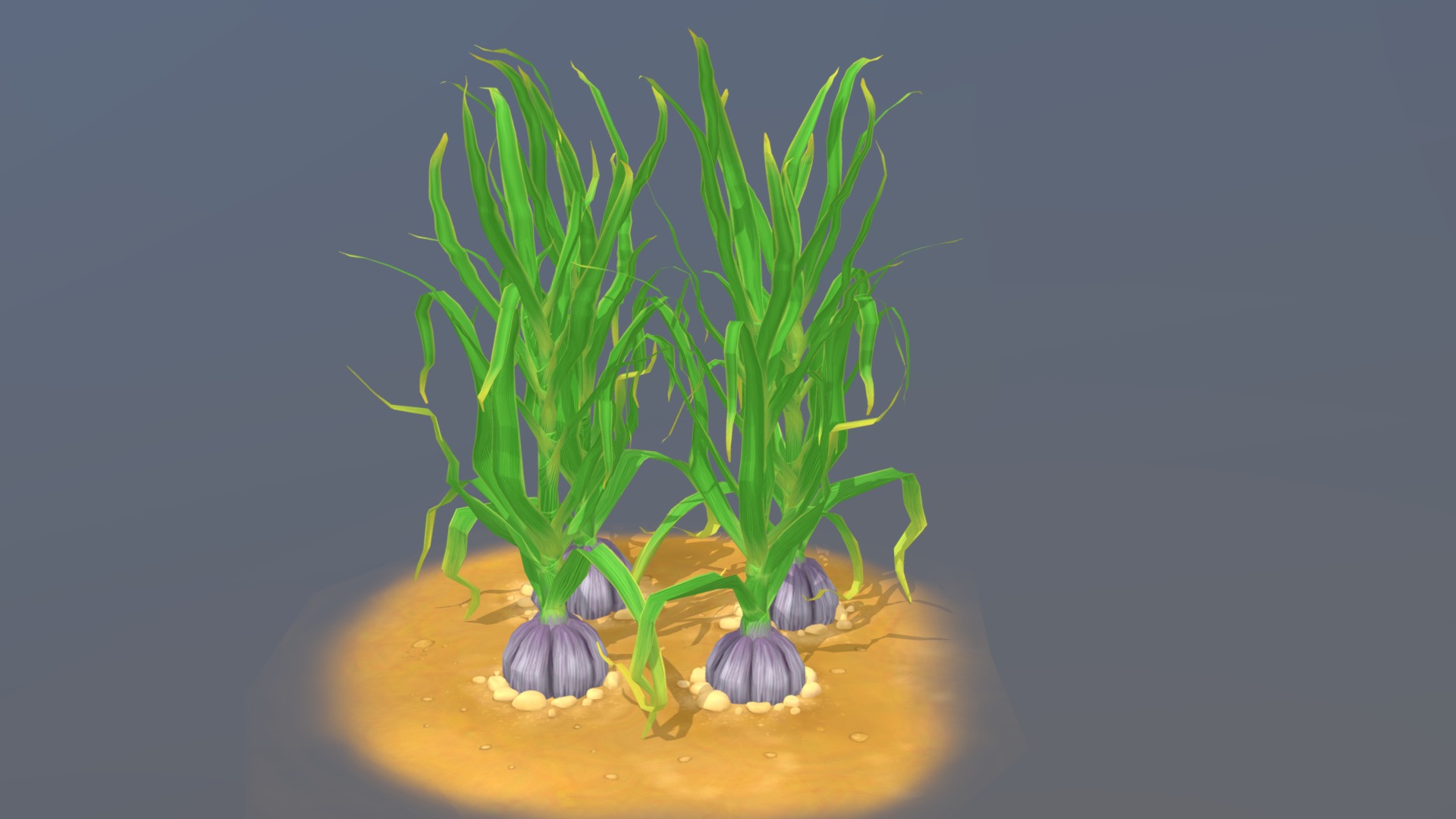 3D model Garlic - This is a 3D model of the Garlic. The 3D model is about a plant on a plate.