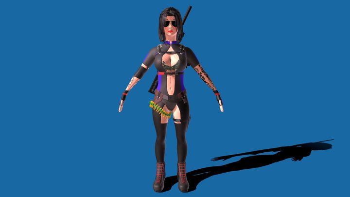 3D Commando Girl 3D Model