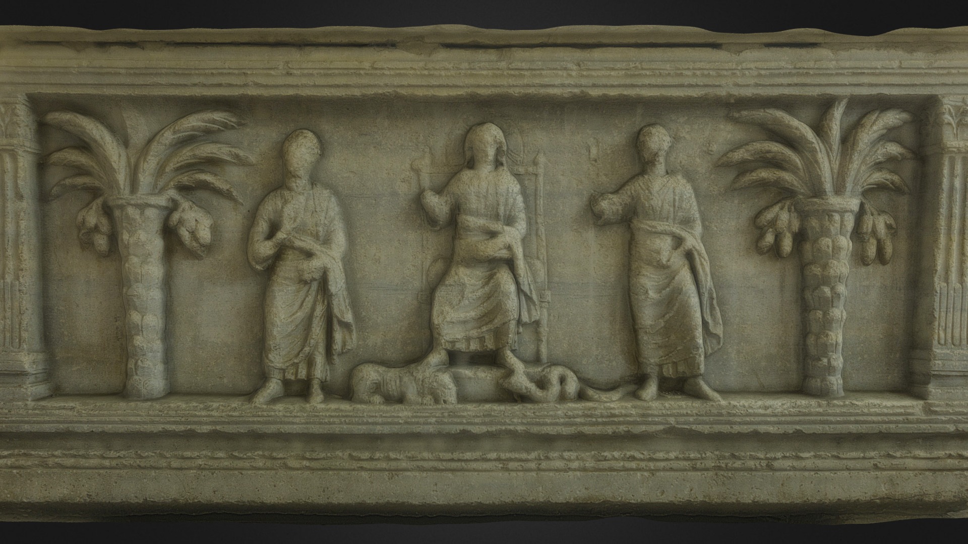 3D model 2017 Ravenna – Fregio di Sarcofago - This is a 3D model of the 2017 Ravenna - Fregio di Sarcofago. The 3D model is about a stone carving of a group of people.