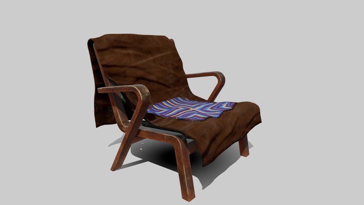 Bauhaus chair with a velvet rug 3D Model