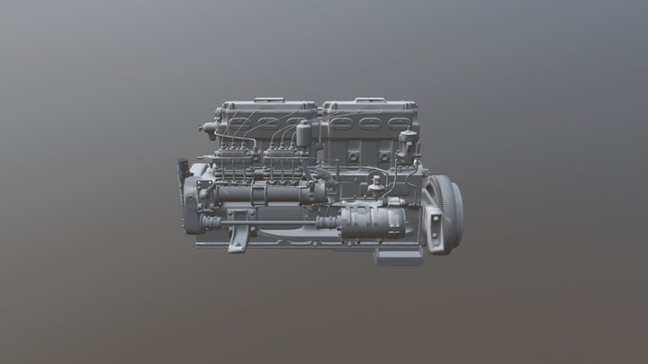 Gardner Diesel Marine Engine High Poly 3D Model
