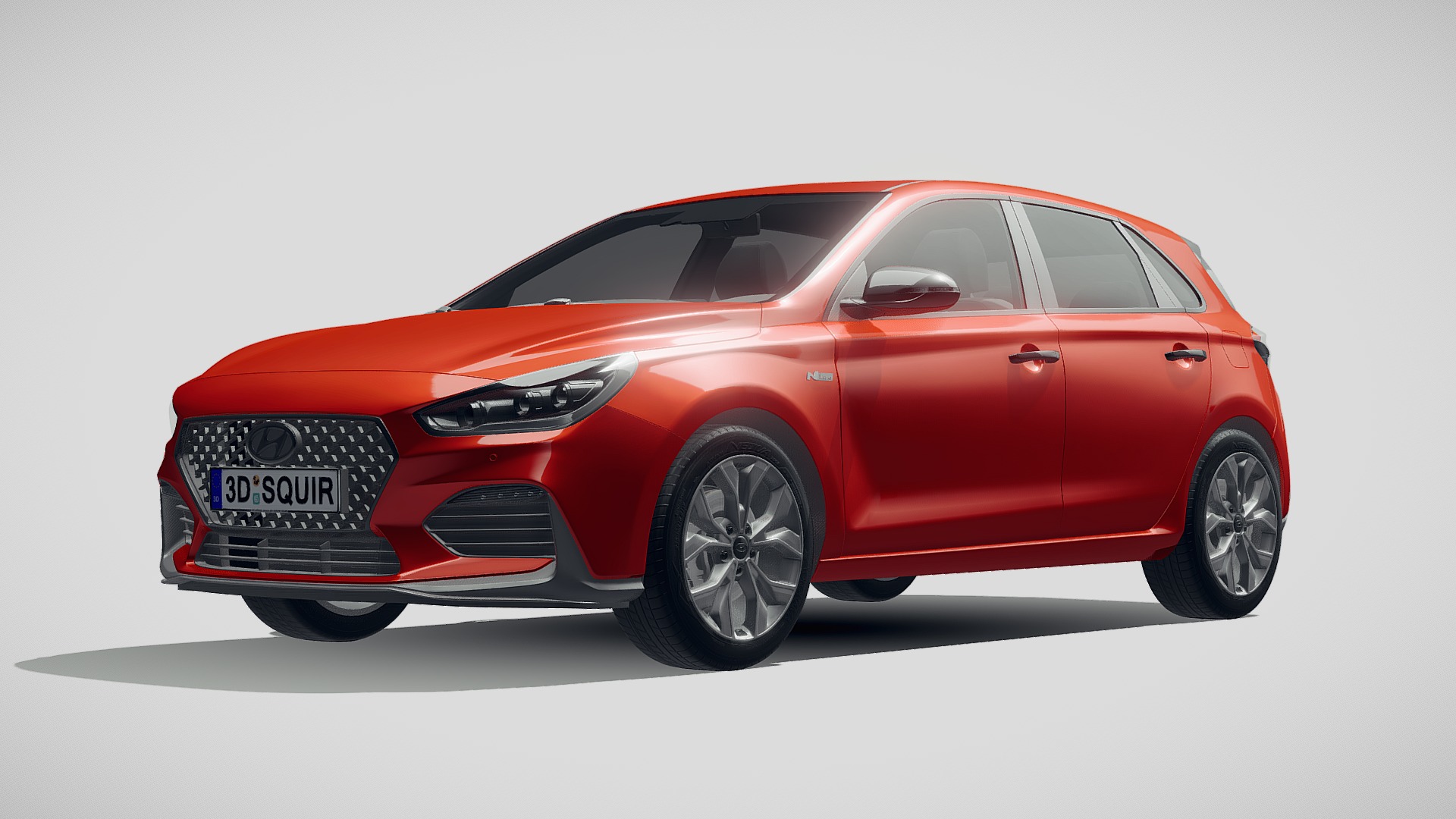 3D model Hyundai i30 N-line 2019 - This is a 3D model of the Hyundai i30 N-line 2019. The 3D model is about a red car with a white background.