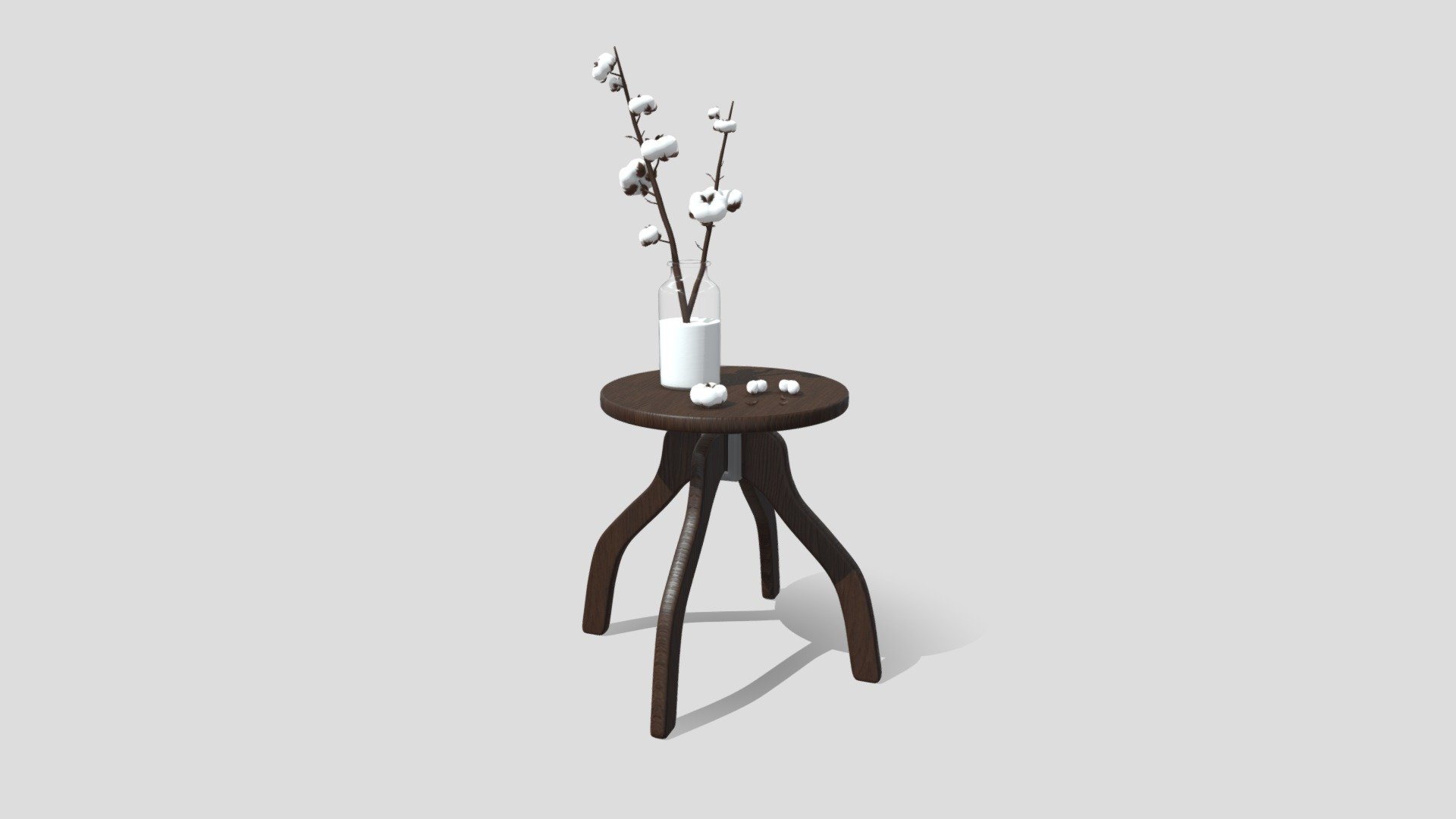 Chair and vase with cotton. Decor. (FREE)