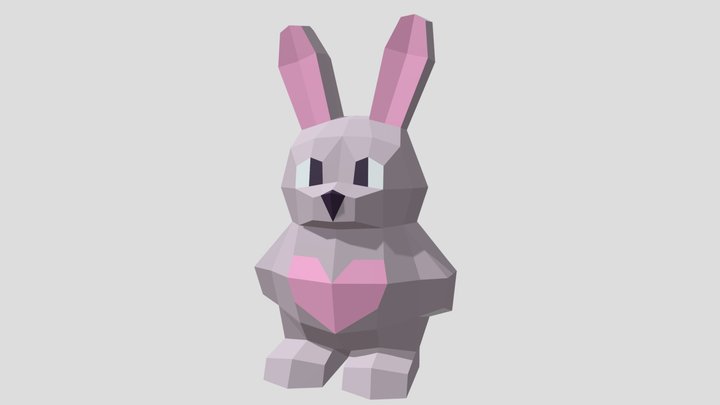 Low poly Rabbit with heart 3D Model