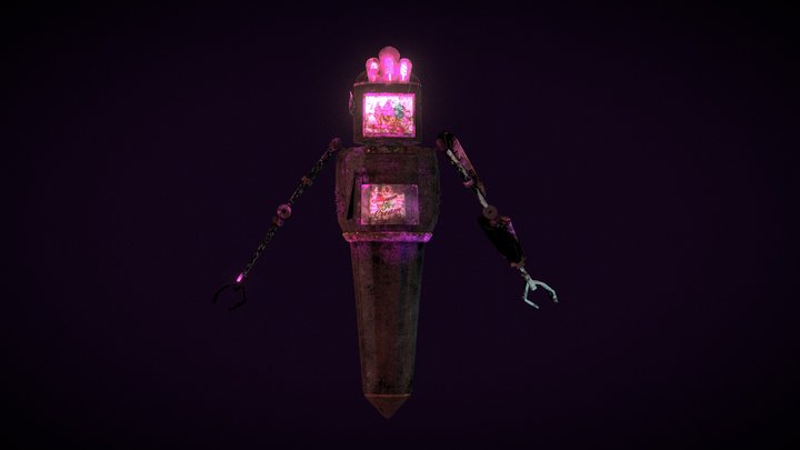 Cream-Robot Animation 3D Model