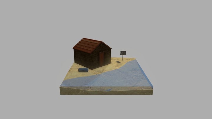 Beach Shed Diorama 3D Model