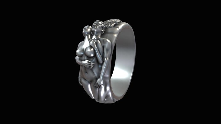 Ring man and woman hugging 3D Model