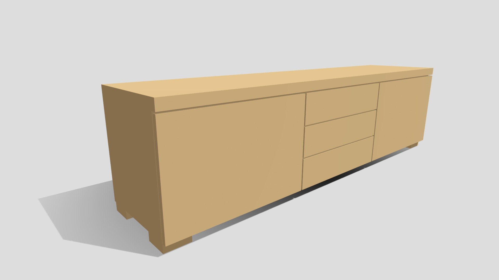 Low Poly Wooden TV Cabinet #4