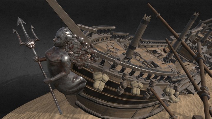 caravel destroyed 3D Model