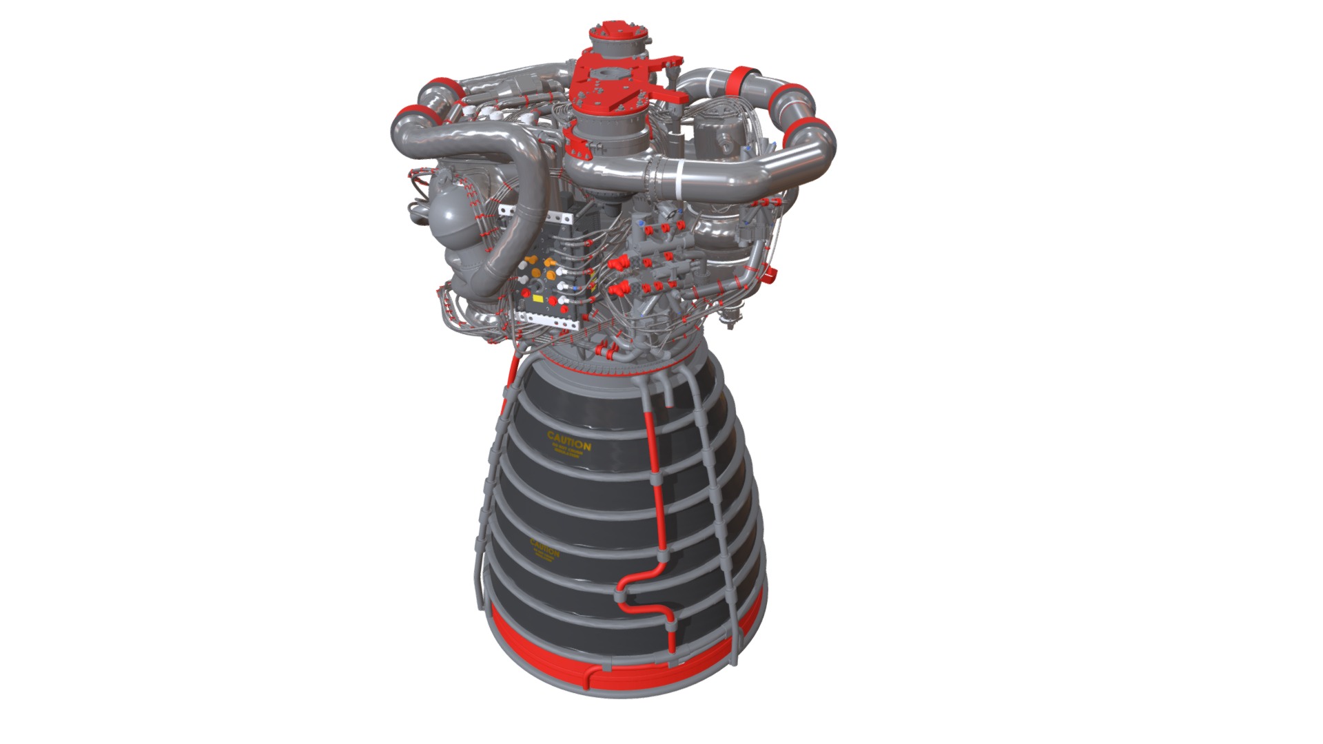 3D model RS-25 Space Shuttle Rocket Engine - This is a 3D model of the RS-25 Space Shuttle Rocket Engine. The 3D model is about a red and white robot.