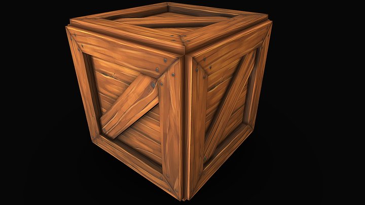Cartoon Wooden Box 3D Model