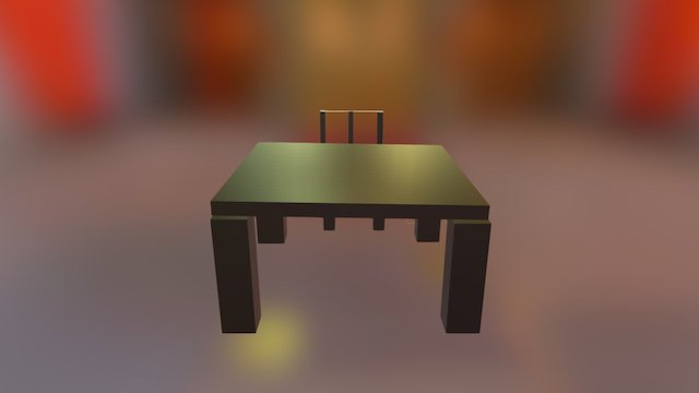 A Desk And Chair 3D Model