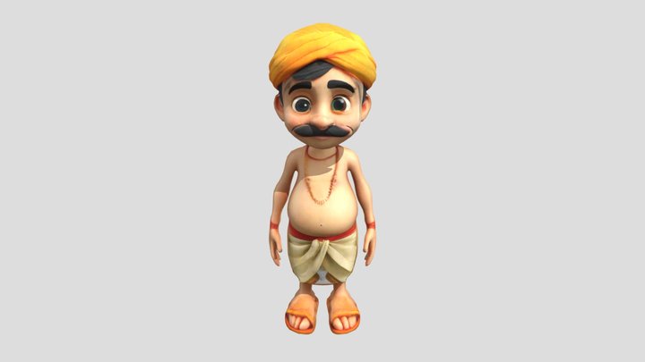 Indian Village Boy Character 3D Model