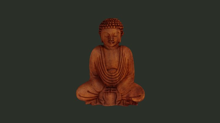 Buddha wooden carving 3D Model
