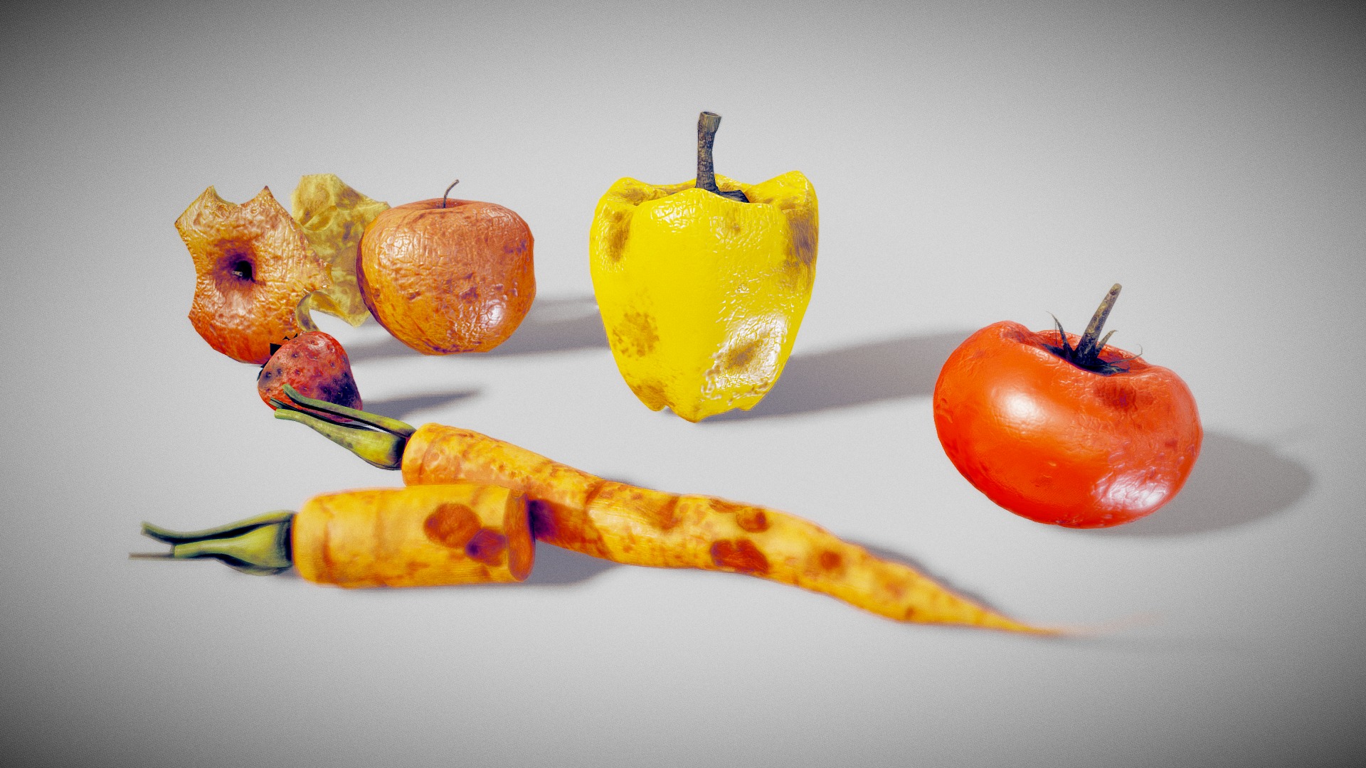 3D model Trash Food - This is a 3D model of the Trash Food. The 3D model is about a group of fruits.