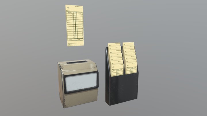 Low Poly Punch Card System! 3D Model